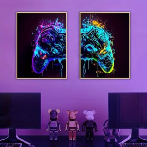 2 pcs Cyberpunk Gaming Wall Art Posters