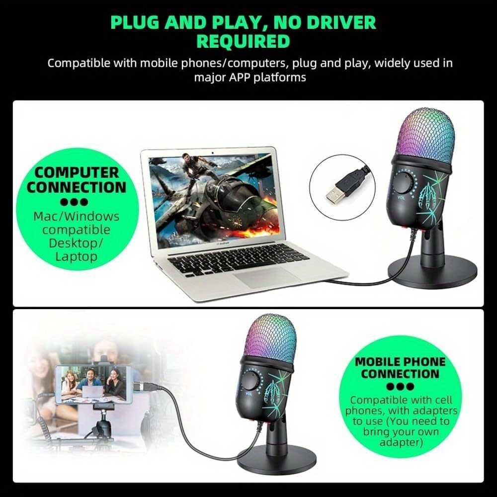 RGB USB Condenser Microphone with Noise Reduction. - Image 7