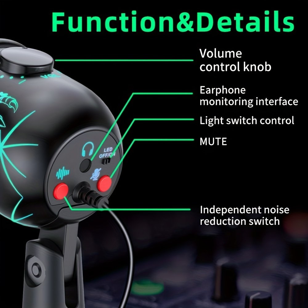 RGB USB Condenser Microphone with Noise Reduction. - Image 3